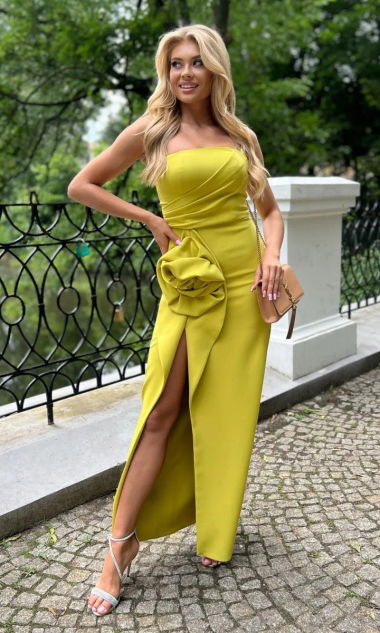 ROZALIA Elegancka, nowoczesna suknia z kwiatem Xs/34