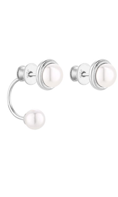 Srebrne asymetryczne kolczyki z perłami 