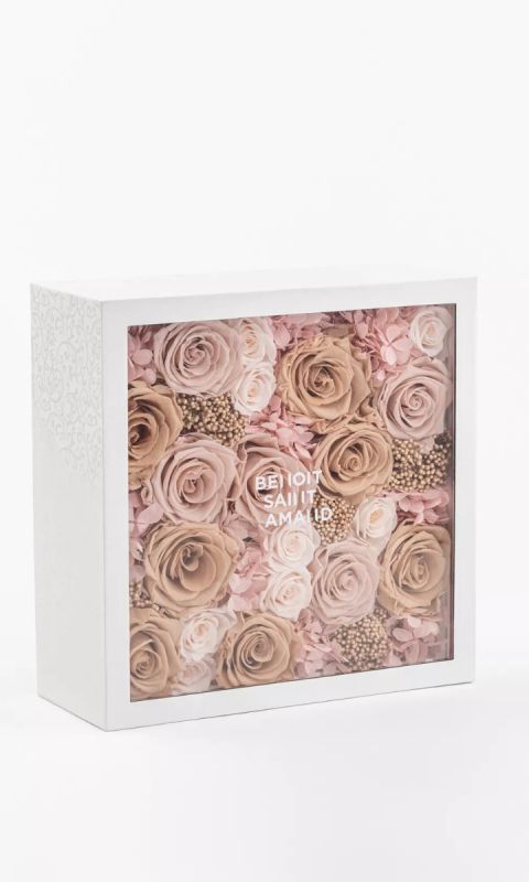 Flowerbox z wiecznymi kwiatami- kwadrat r. L