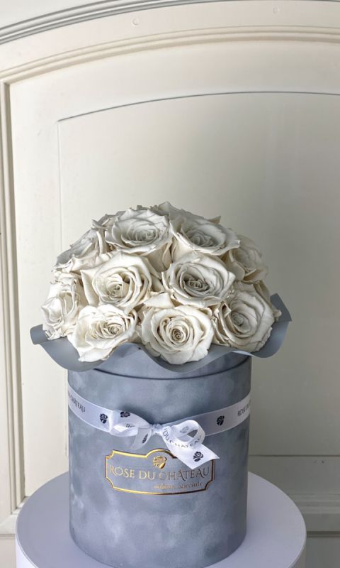 Białe Wieczne Róże Antracytowy Flowerbox