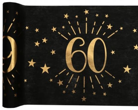 Bieżnik flizelinowy 60 urodziny czarny 0,3 x 5 m