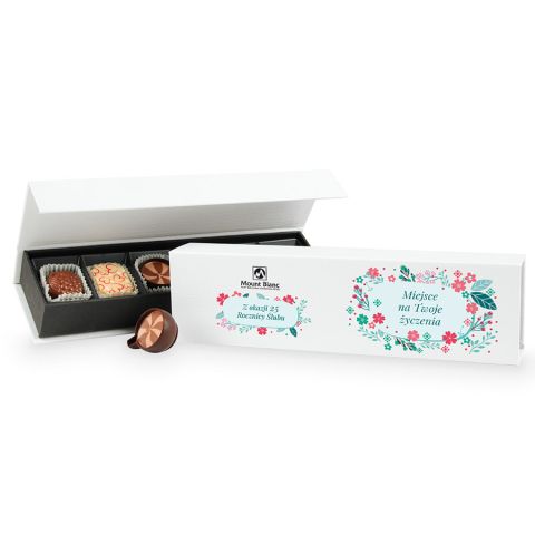 Czekoladki na rocznicę ślubu Chocolate Box Long Mini z Twoimi życzeniami
