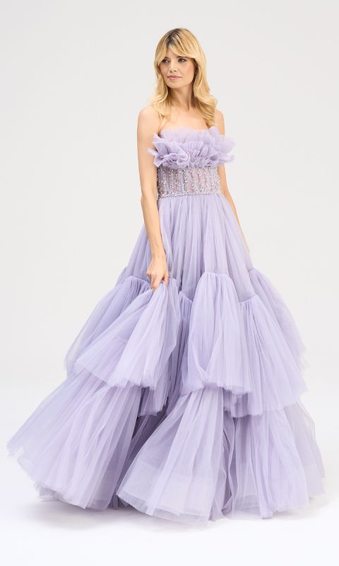 Fioletowa gorsetowa suknia o kroju księżniczki _XS