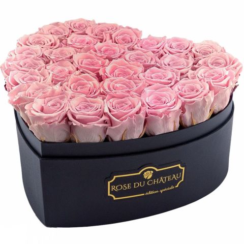 Jasnoróżowe Wieczne Róże w Dużym Boxie Heart-1.jpg