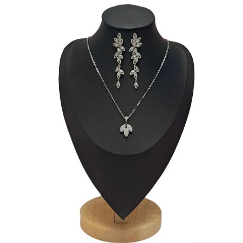 Komplet, biżuteria ślubna w kolorze srebra z cyrkonią sześcienną,ESTRELLA