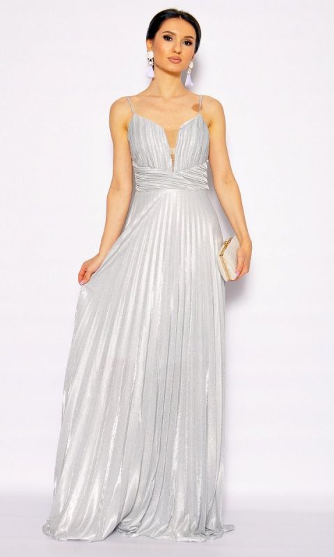 M&M - Delikatna plisowana sukienka maxi na cienkich ramiaczkach .Model: TR-6983 - Rozmiar: 36(S)