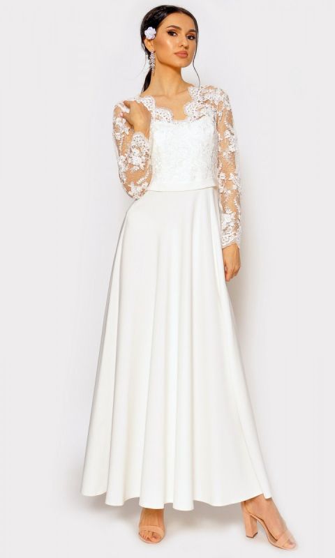 M&M - Elegancka suknia ślubna z koronką w przystępnej cenie. ZF-5162 - Rozmiar: 38(M)