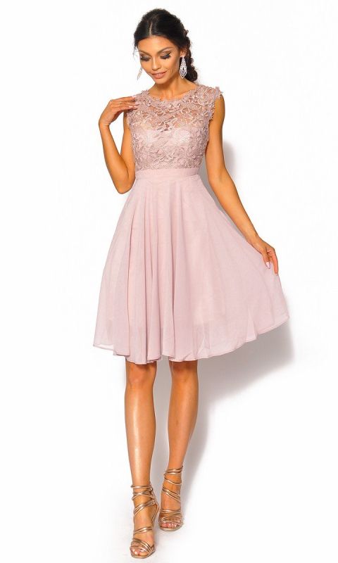 M&M - Zwiewna sukienka w kolorze brudnego różu. Model: IP-4093 - Rozmiar: 36(S)