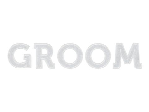 Naprasowanka ślubna GROOM biała, 30 x 6 cm