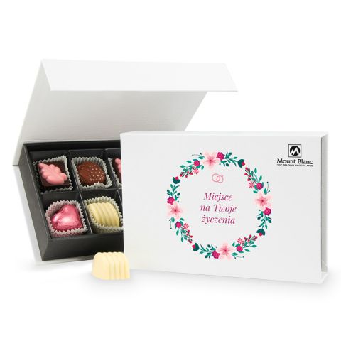 Prezent dla Nowożeńców Chocolate Box White Mini z Twoimi życzeniami