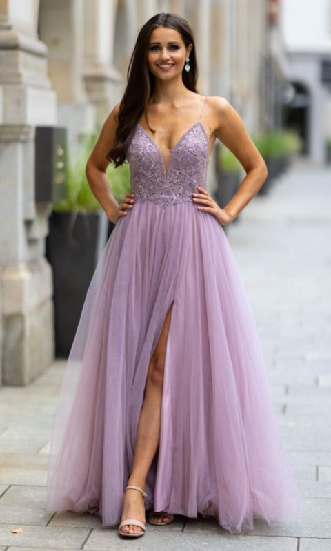 Suknia tiulowa w kolorze fioletowym 34