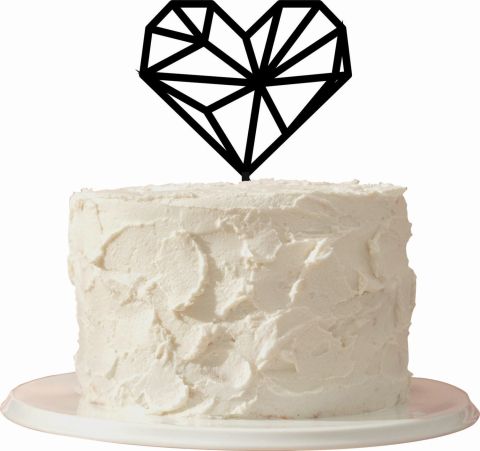 Topper na tort weselny serce geometryczne