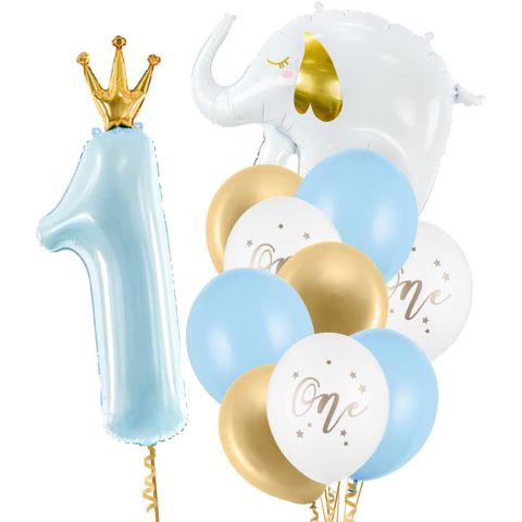 Zestaw balonów na roczek dla chłopczyka niebieski