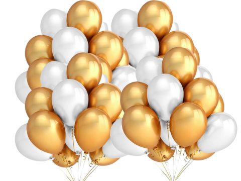 Zestaw metalicznych balonów 27 cm, biało - złoty, 50 szt.