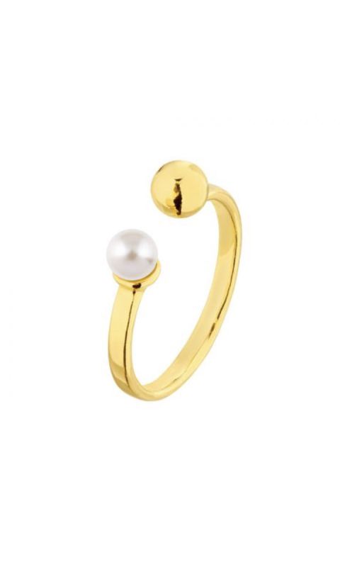 Złoty pierścionek z kuleczką i perłą White SWAROVSKI® CRYSTAL