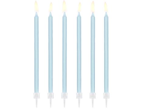 Świeczki urodzinowe na tort niebieskie długie, 14 cm