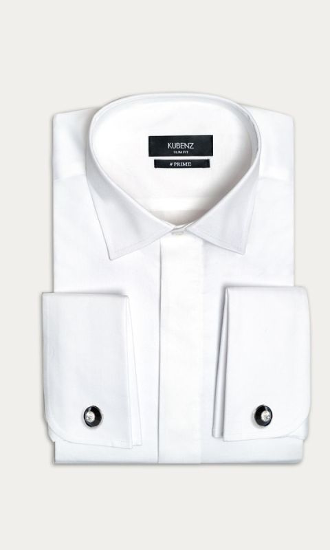 Koszula męska na spinki ANSELMO 2 slim fit biała (164/170)/(39/40)