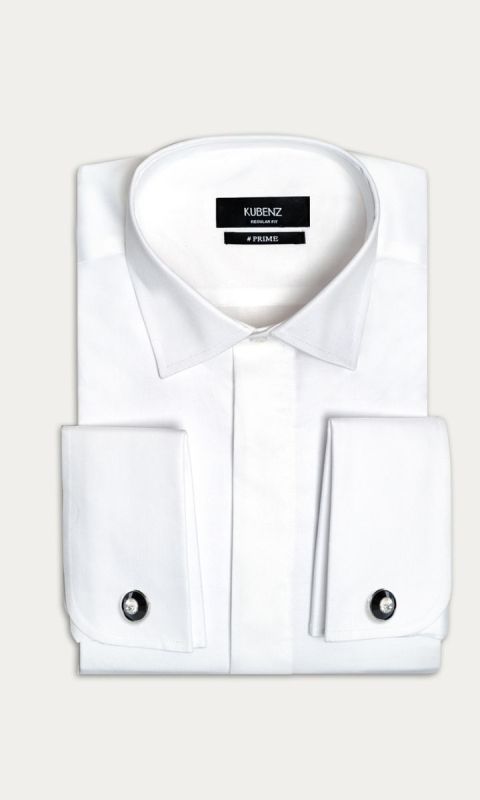 Koszula męska na spinki ANSELMO regular biała (176/182)/(45/46)