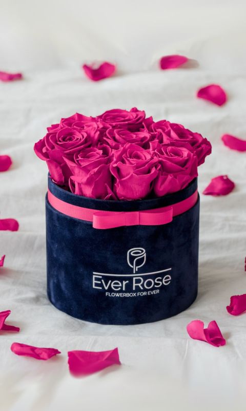 FlowerBox CIEMN. wieczne róże GRANAT WELUR M