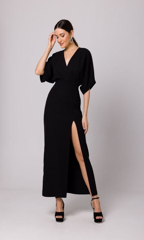 Kimonowa sukienka maxi-czarna