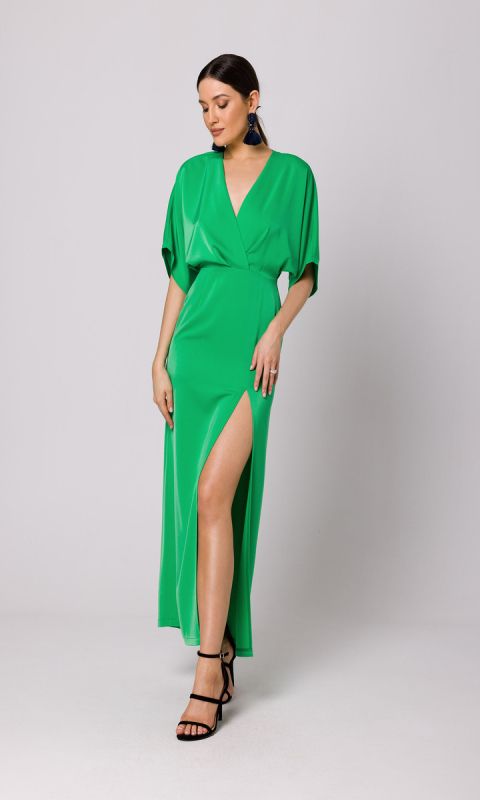 Kimonowa sukienka maxi-soczysty zielony
