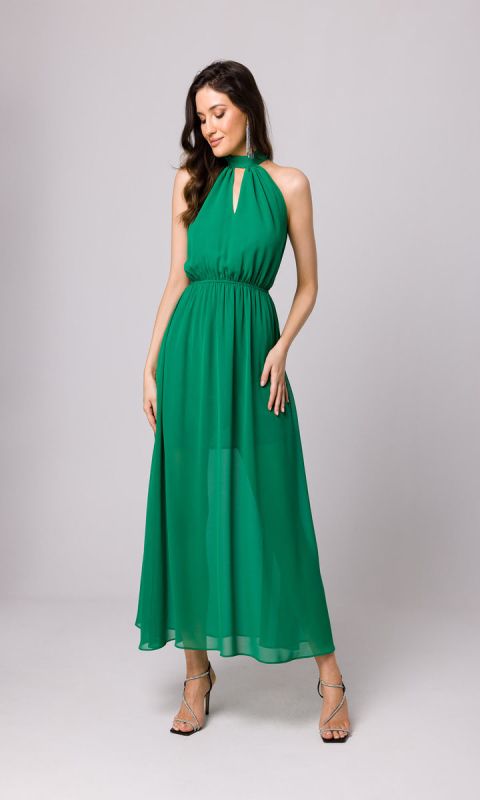 Maxi sukienka szyfonowa-soczysty zielony