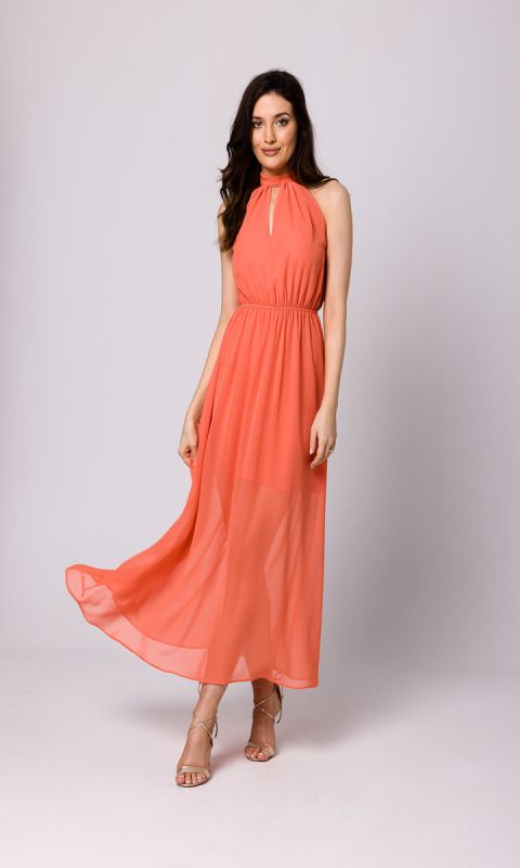 Maxi sukienka szyfonowa-pomarańczowa