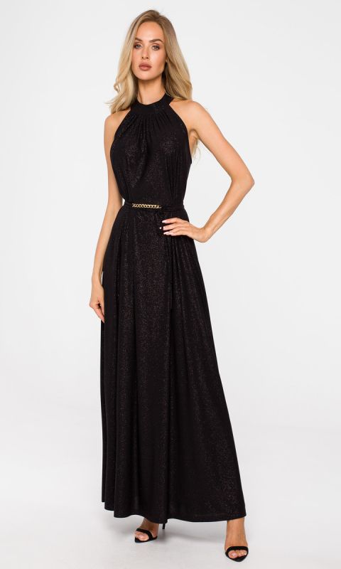 Suknia z dekoltem typu halter-czarna