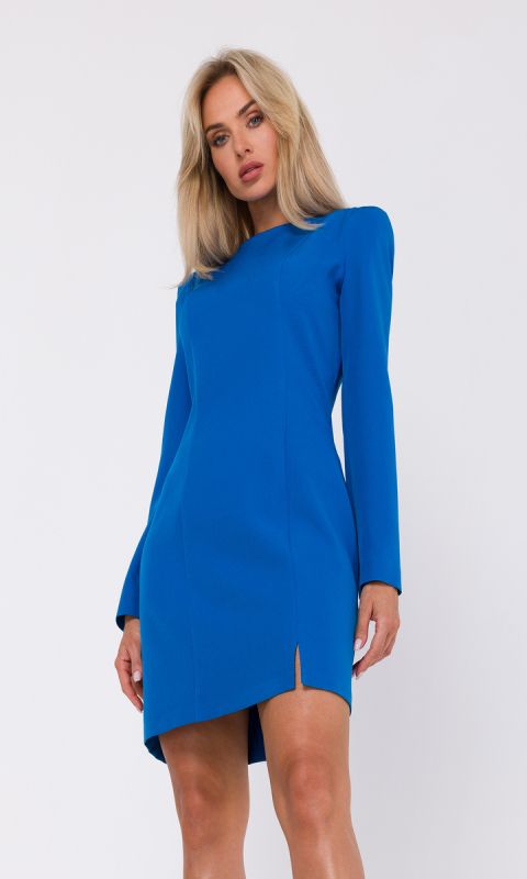 Modelująca sukienka z rozcięciem-niebieska