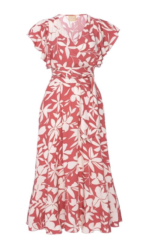Kwiecista sukienka pudrow różowa midi Melisa 