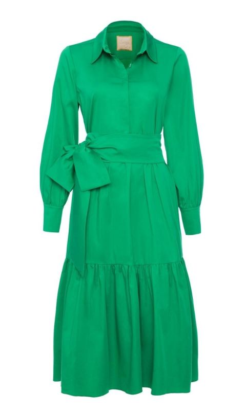 Zielona sukienka z paskiem midi Monaco