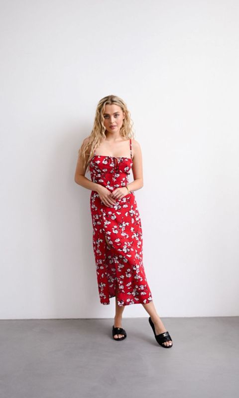 ARIZONA RED Sukienka midi w kwiatowy print