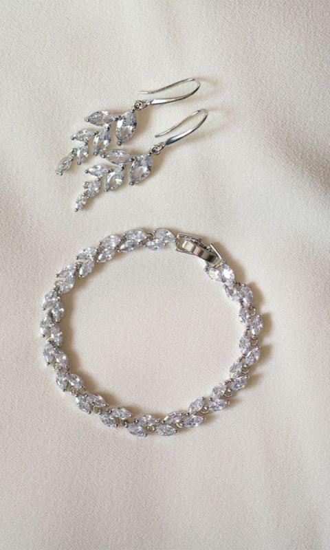 Silver Leafi komplet ślubny z kryształkami
