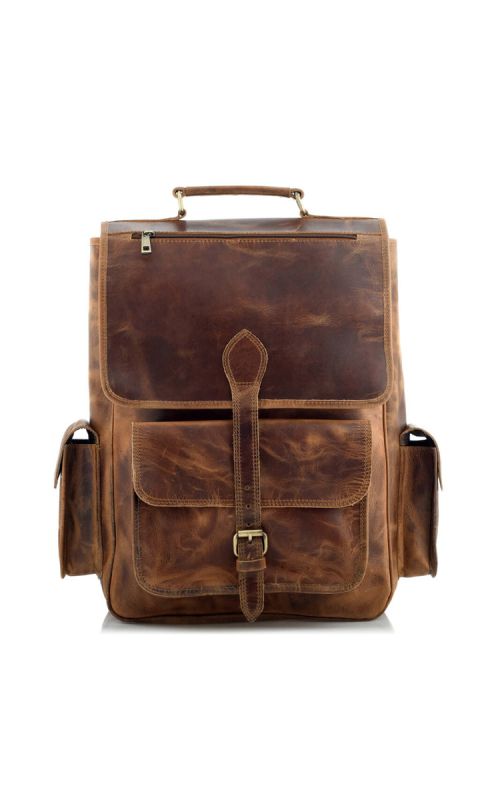Skórzany męski plecak vintage brązowy