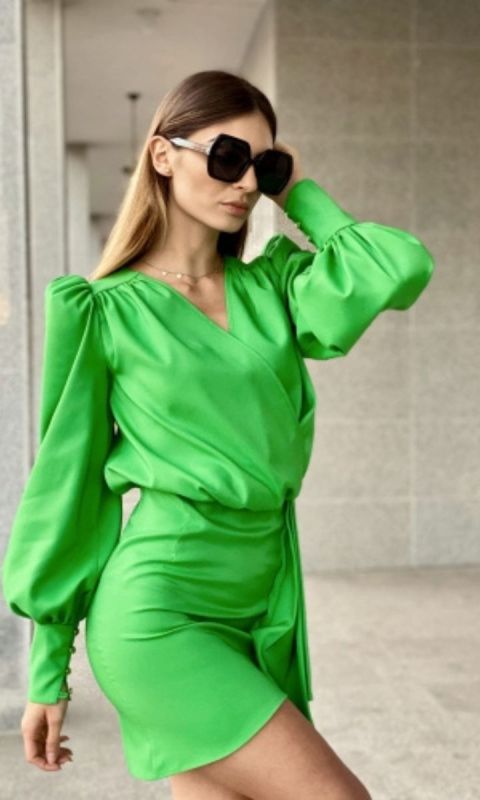 Zielona elegancka sukienka mini Stefany 