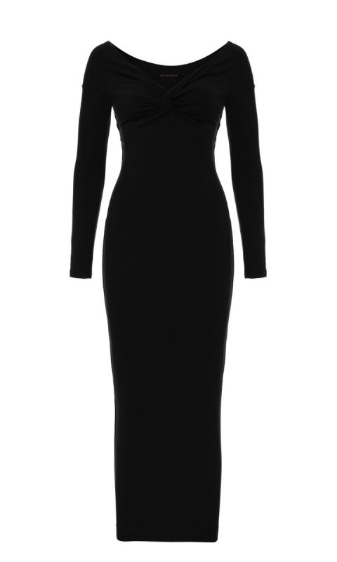 SELAVI  BLACK Sukienka maxi w kolorze czarnym