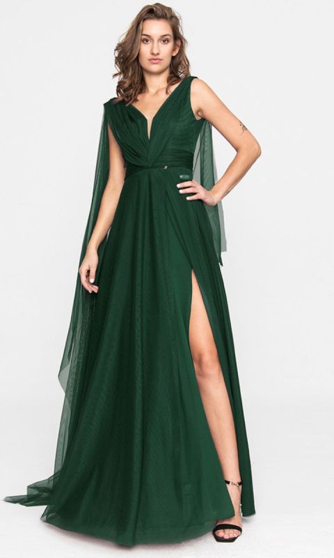 Suknia Tiulowa Terracotta Zielona
