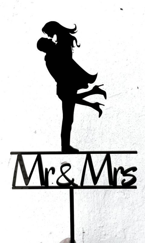 Dekoracja tortu weselnego Mr & Mrs 15 cm