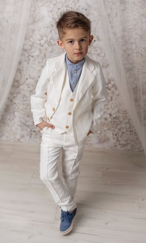 Bianco biały garnitur 3-częściowy dla chłopca