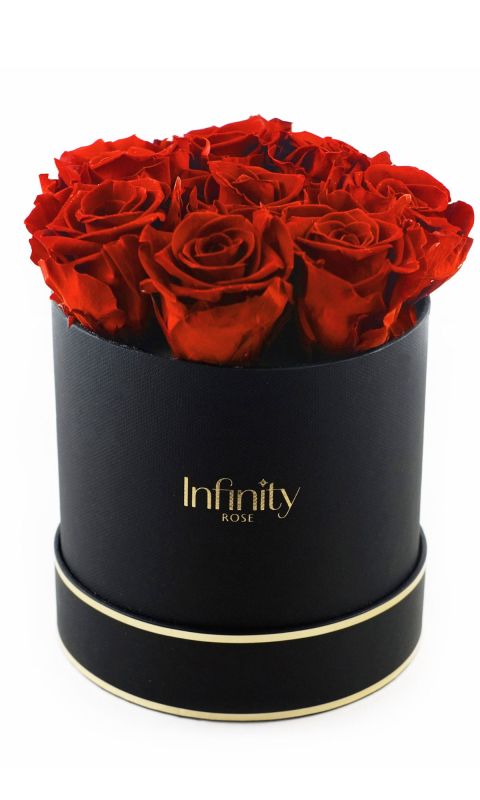 Czerwone wieczne róże czarny duży flower box