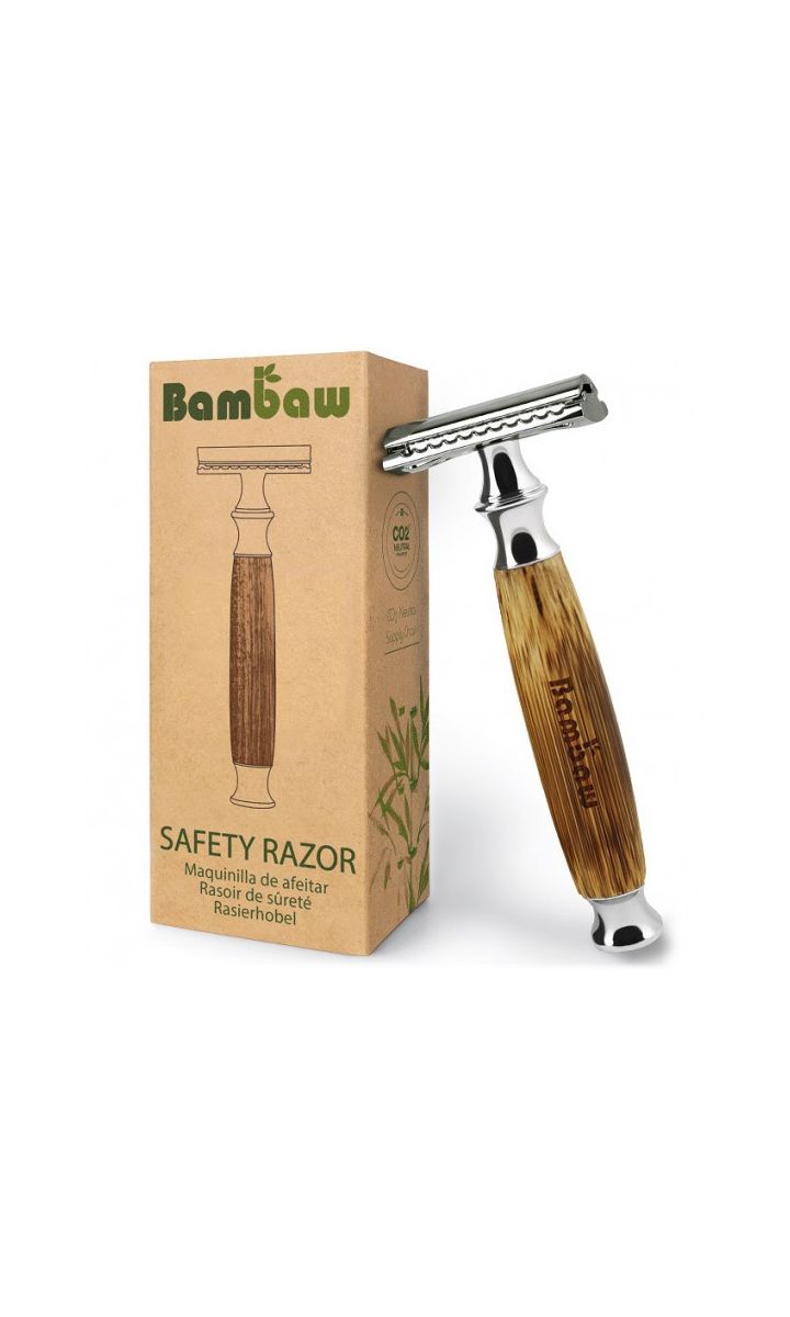 BAMBAW Maszynka do golenia z wymiennymi żyletkami - stal nierdzewna, bambusowy uchwyt 1 szt