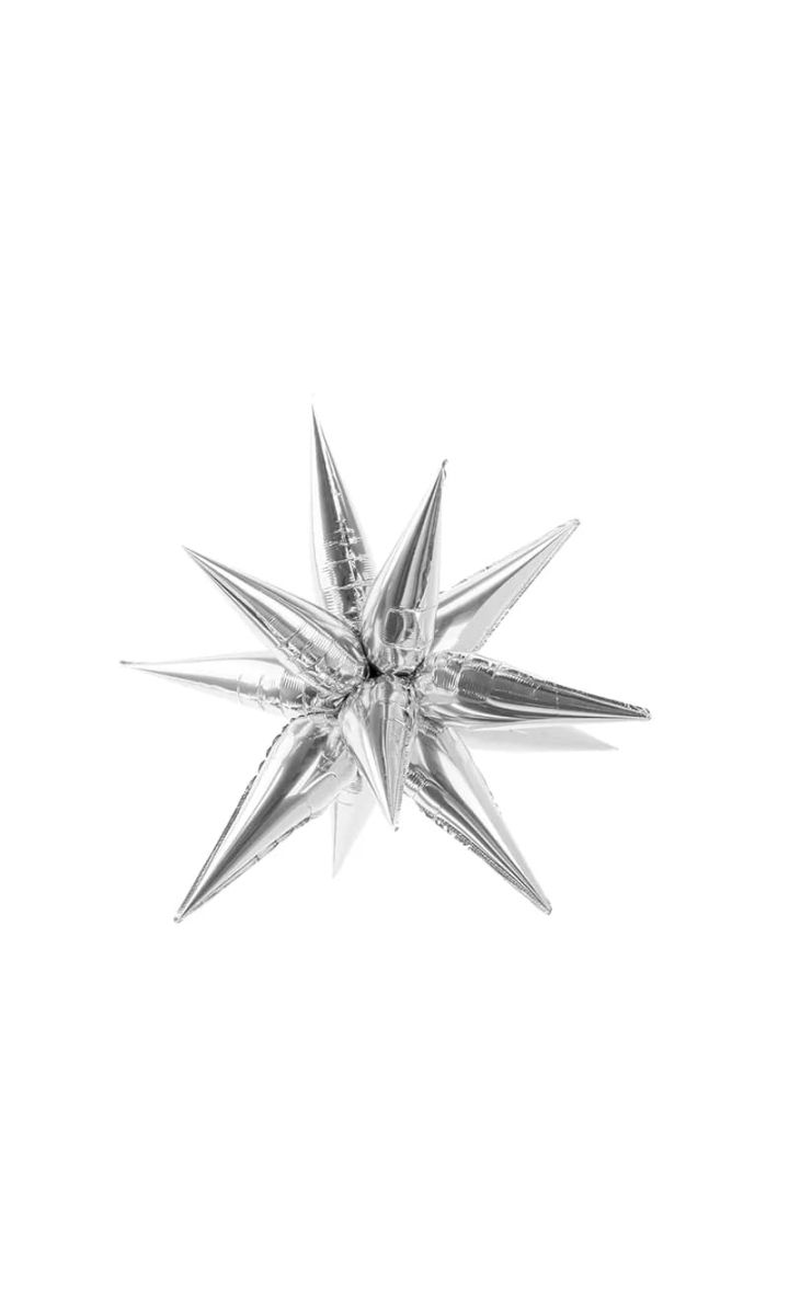 Balon foliowy Gwiazda 3D srebrny, 95 cm