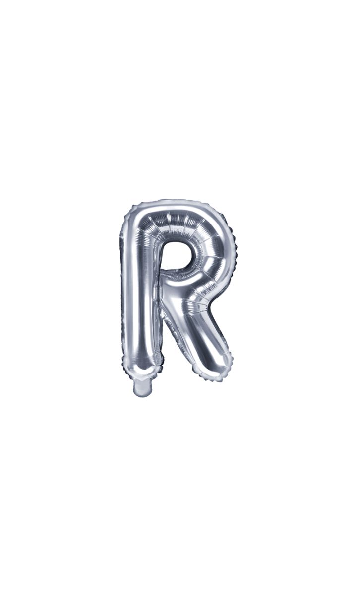Balon foliowy Litera "R", 35cm, srebrny