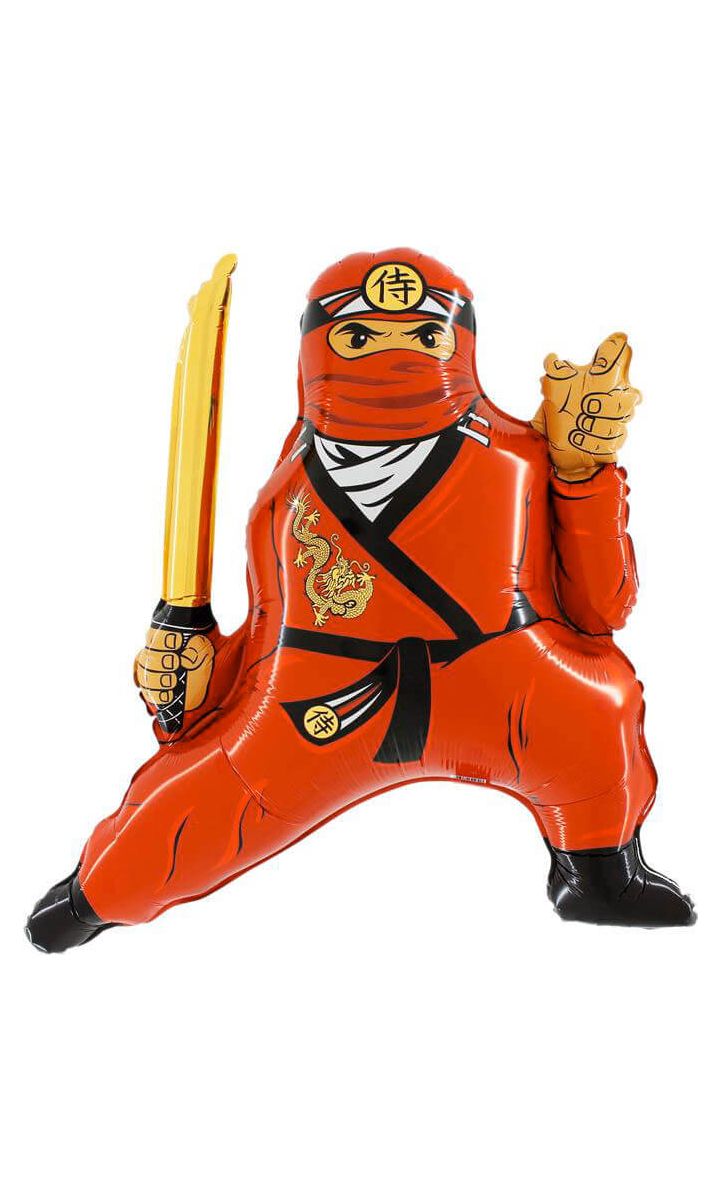 Balon foliowy Ninja czerwony, 90 cm