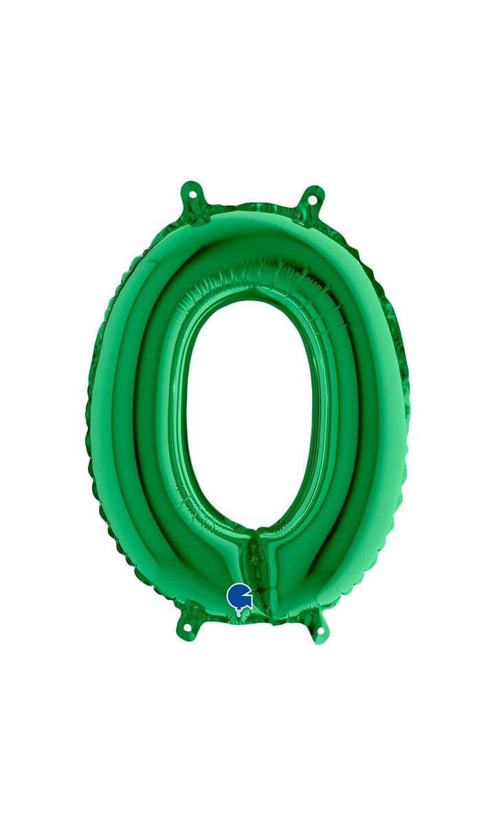 Balon foliowy cyfra 0 zielony, 35 cm