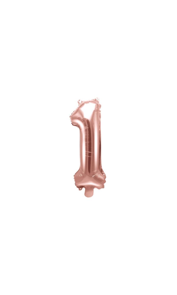Balon foliowy cyfra 1 różowe złoto 35 cm