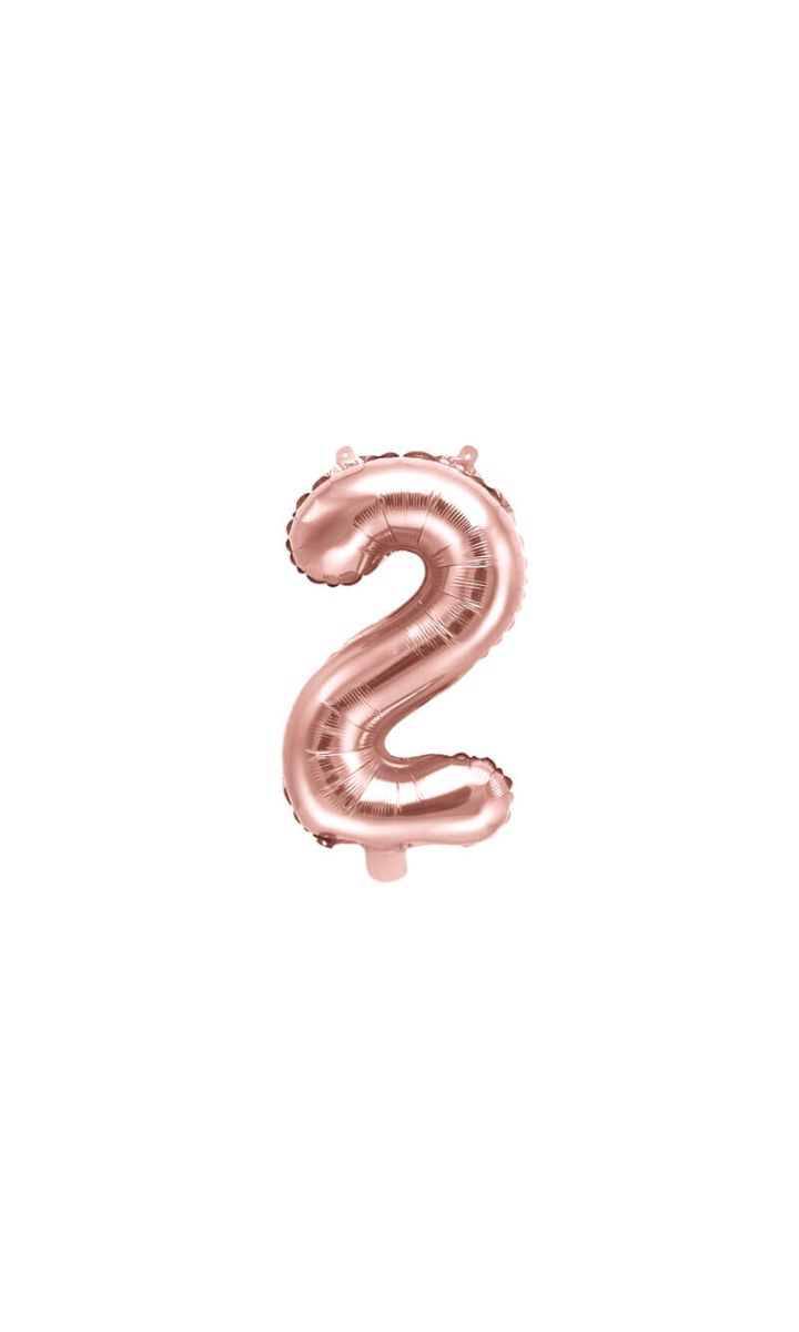 Balon foliowy cyfra 2 różowe złoto 35 cm