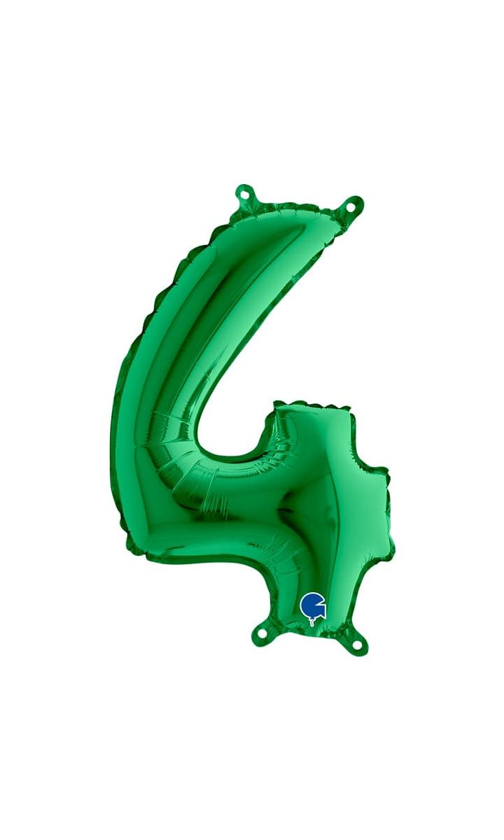 Balon foliowy cyfra 4 zielony, 35 cm