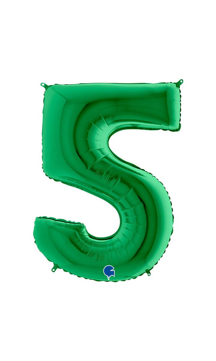 Balon foliowy cyfra 5 zielony, 100 cm