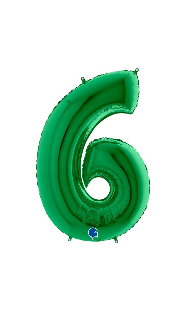 Balon foliowy cyfra 6 zielony, 100 cm